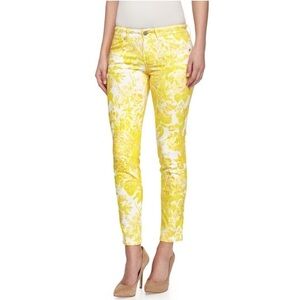 Stella McCartney NWOT Yellow White Floral Ankle Cropped Jeans size 28